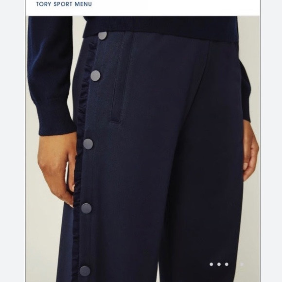 Tory Burch Sport Ruffle Tear Away Wide Leg Track Pants - Picture 7 of 8